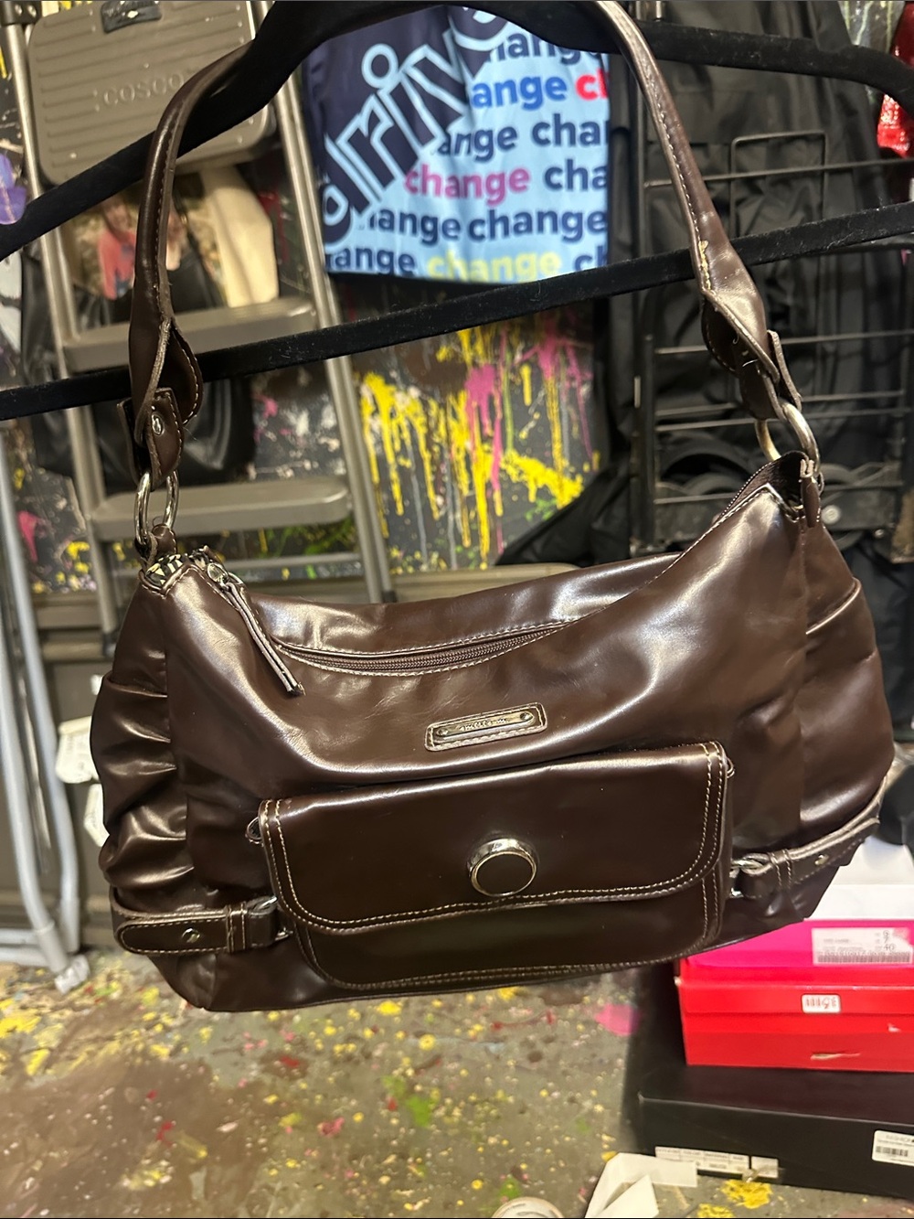 Emilie M Brown Leather Shoulder Bag